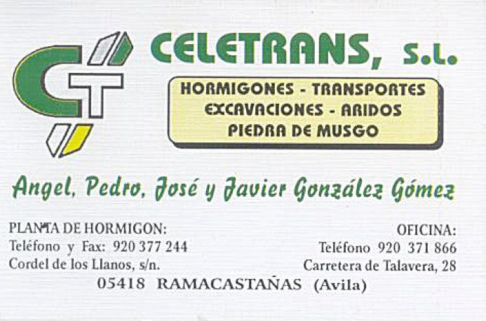Hormigones Celetrans Arenas de San Pedro