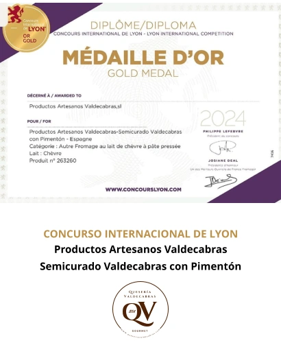 MEDALLA DE ORO EN CONCURSO INTERNACIONAL DE LYON 2024 (SEMICURADO DE CABRA CON PIMENTÓN)