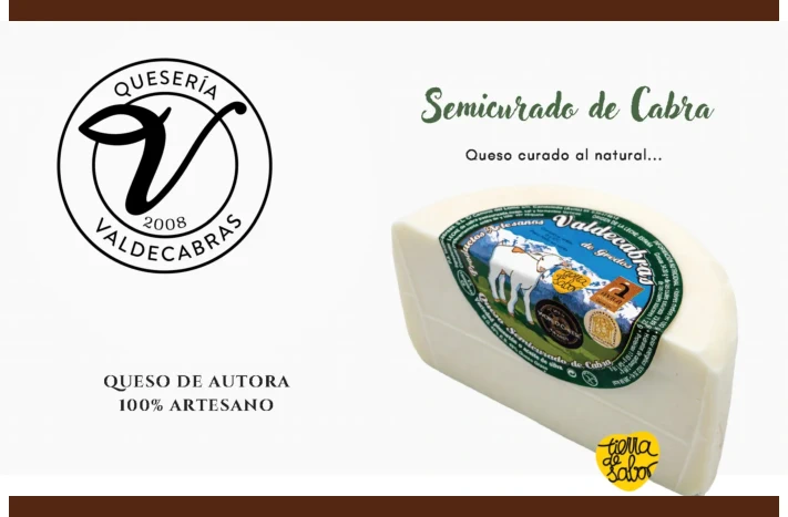 Semicurado de cabra, queso de cabra curado al natural de Quesería Valdecabras
