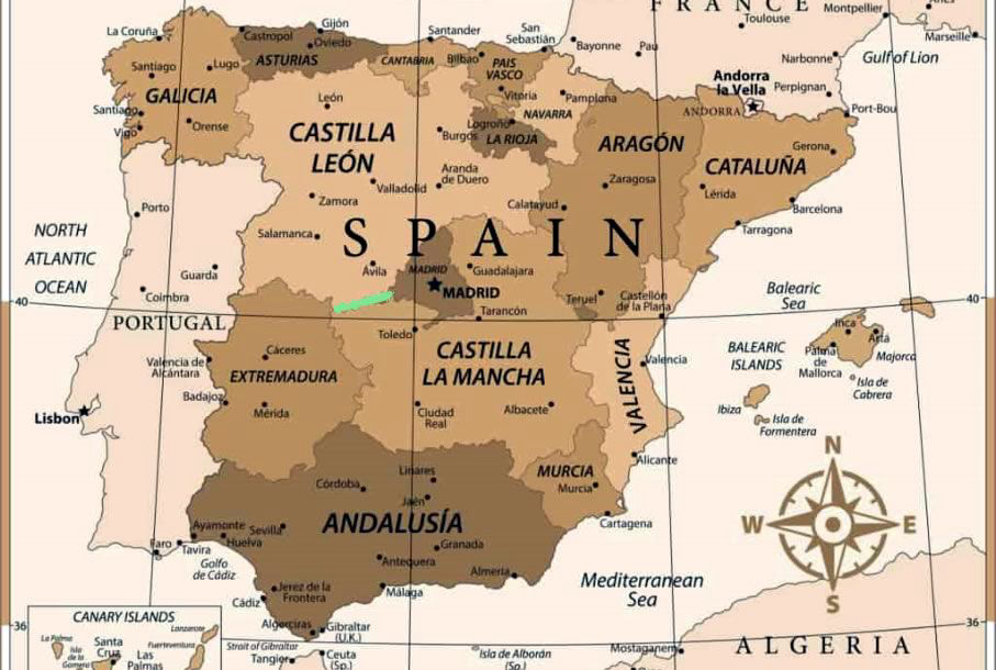 Mapa Valle del Tiétar en España